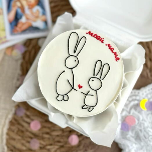 Бенто-торт «Моей маме / зайки» (сникерс с арахисом)