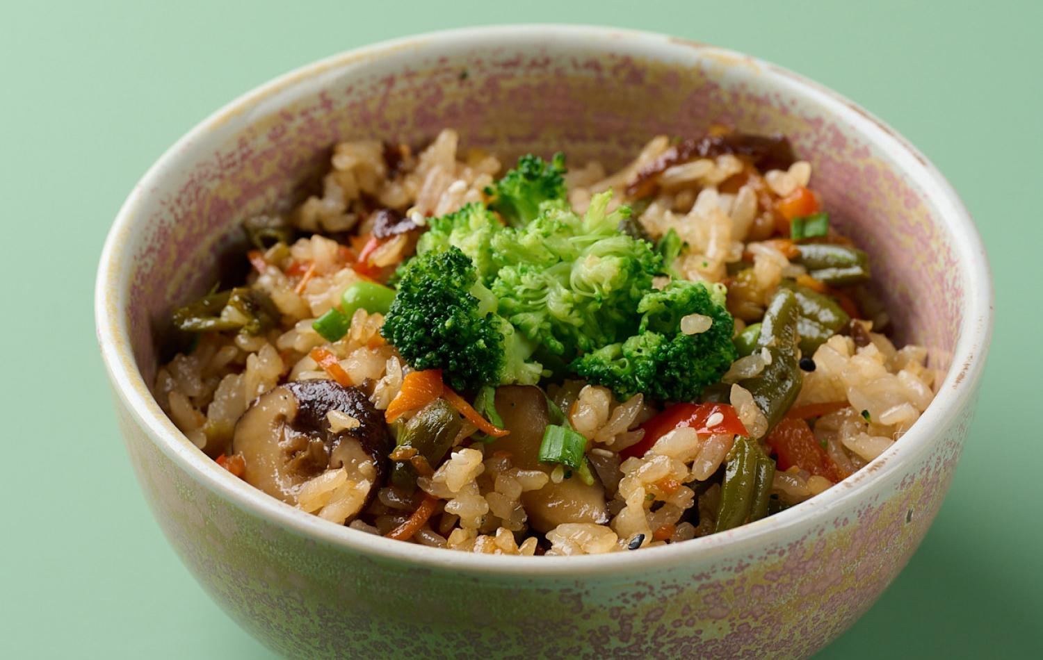 Тяхан с овощами и грибами