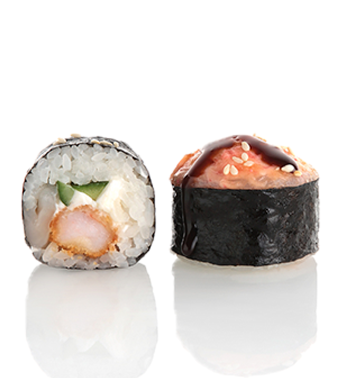 Запечённый ролл с тигровой креветкой темпура и гребешком (8 шт)