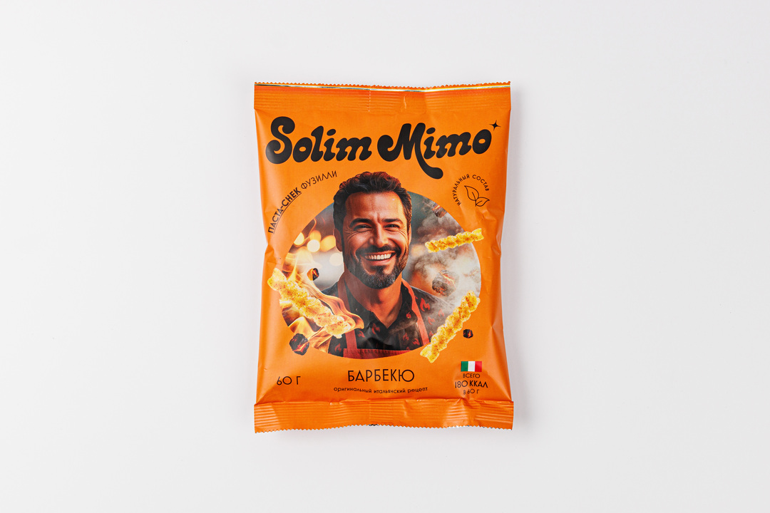 Паста-снек Solim Mimo фузилли со вкусом соуса барбекю 60 г