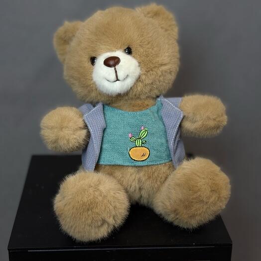 Мягкая игрушка бежевый мишка в пиджаке
