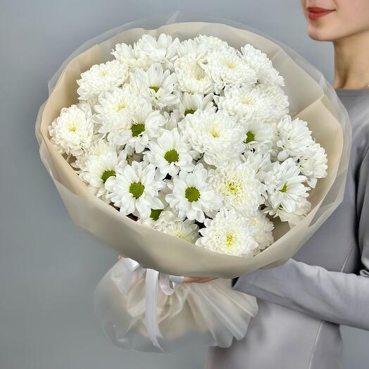 Букет белых хризантем микс, 7 шт. (М032)