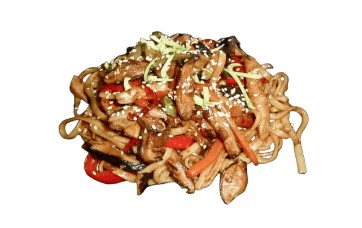 Лапша удон с курицей и овощами