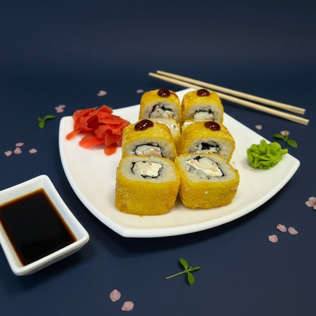 Жареный ролл сливочный с креветкой