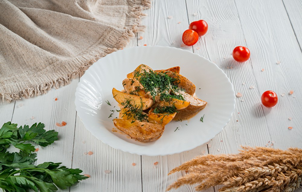 Картофель тушёный в сметане