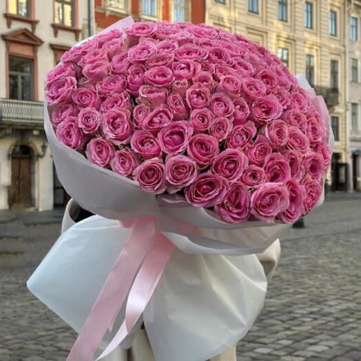 101 розовая Роза большой букет