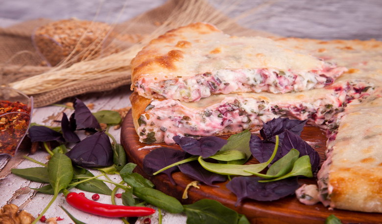 Осетинский пирог с сыром и свекольными листьями