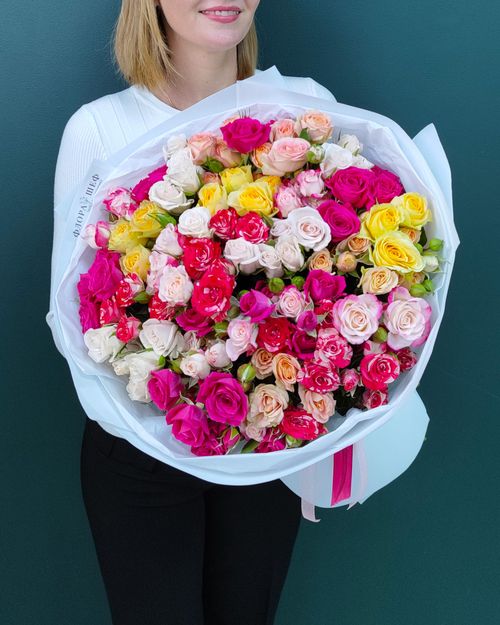 Роза кустовая микс, 25 веток