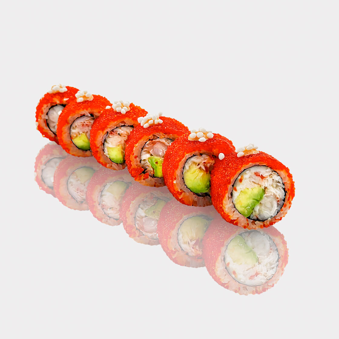 Ролл с крабом, креветкой и авокадо