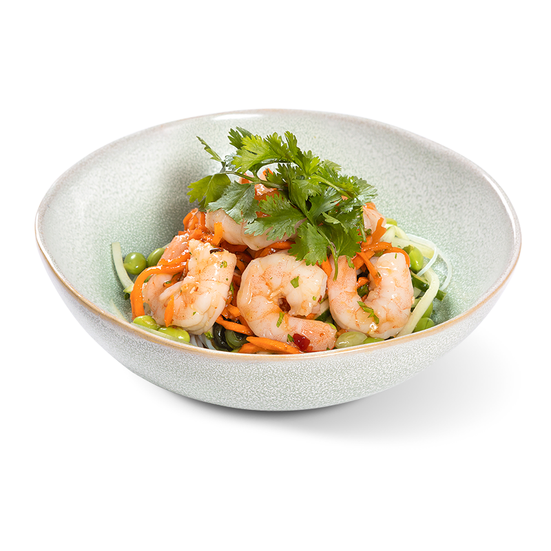 Салат С фунчозой, чукой и креветками