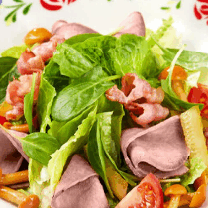 Салат с языком и опятами