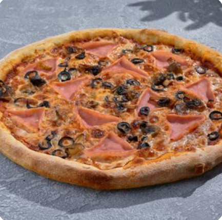 С ветчиной, грибами и маслинами