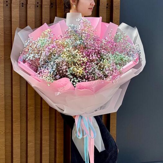 Гипсофила радужная сухоцвет большой букет