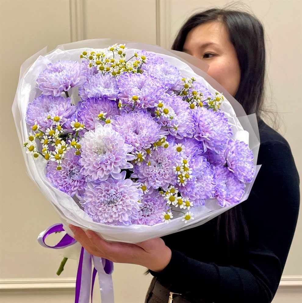 Букет из 5 Хризантем и танацетума