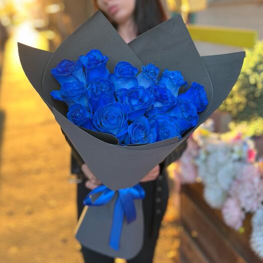 15 синих роз букет