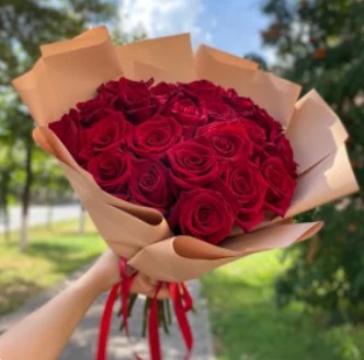 Букет "21 бордовая роза"
