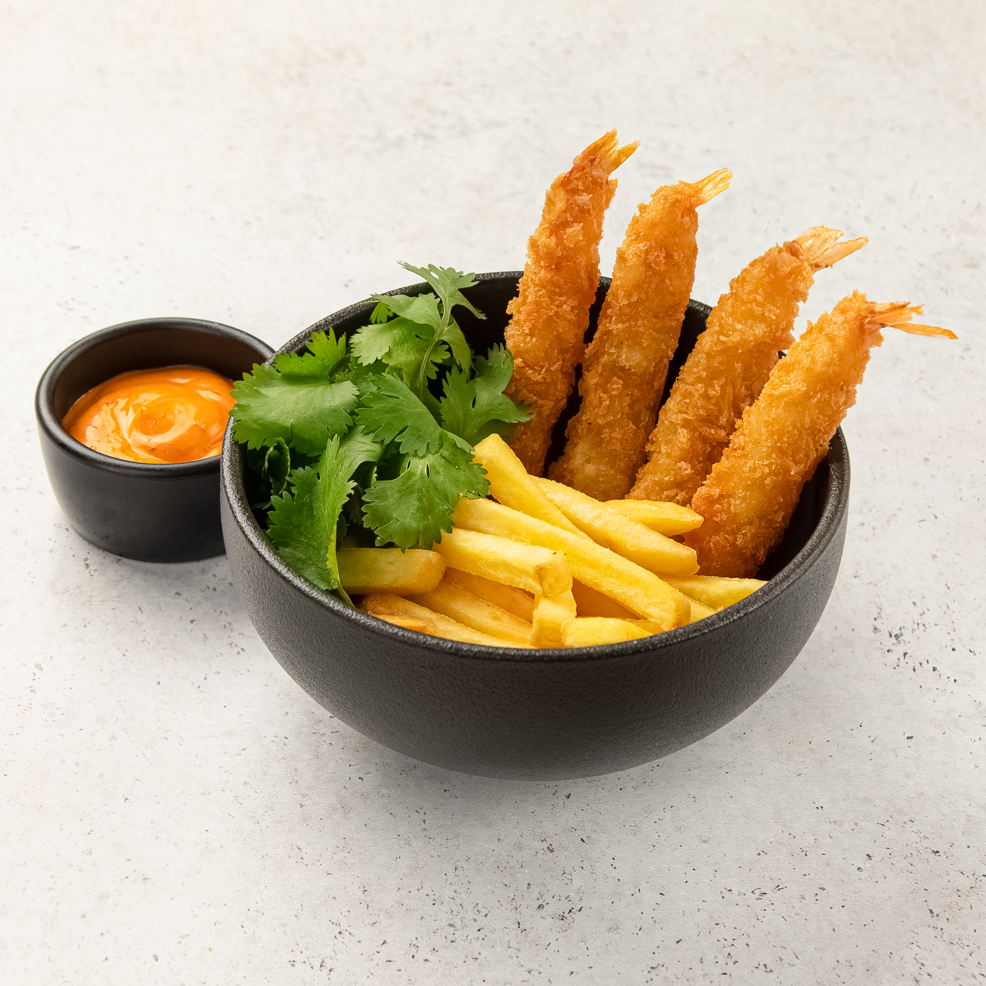 Рождественские креветки с фри