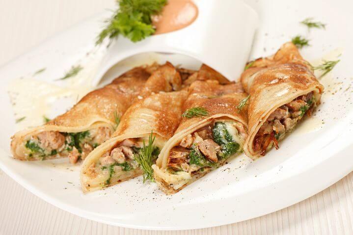 Блины с курицей и грибами 2шт