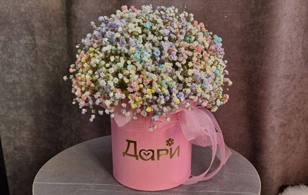 №70 Разноцветная гипсофила в коробочке XL