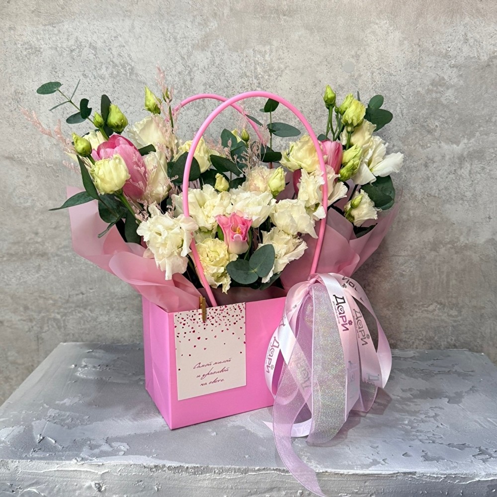 №146 Сумочка с тюльпанами и эустомой