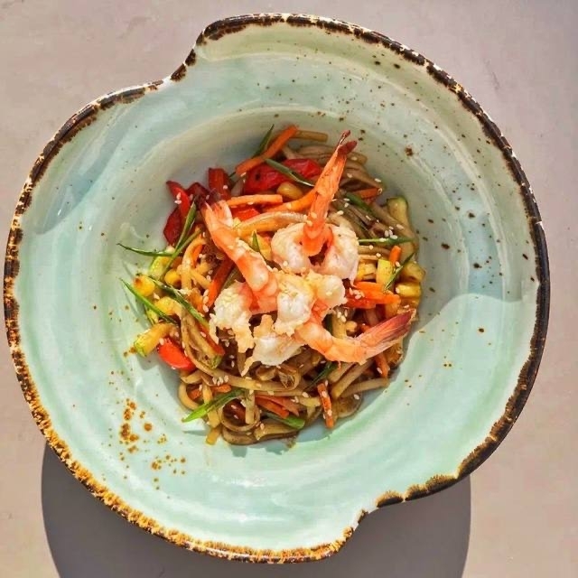 Удон с креветками