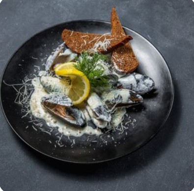 Мидии в сливочно-горчичном соусе