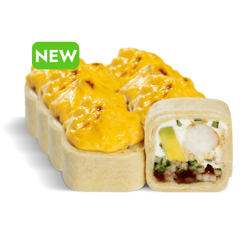 Ролл В тортилье с креветкой и брусничным соусом