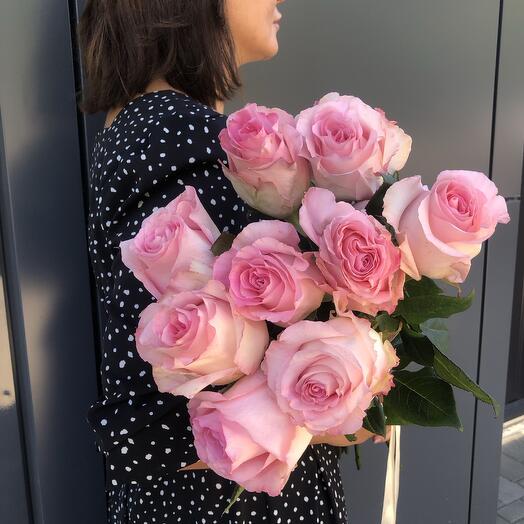Букет Нежно-Розовых роз 9 шт Эквадор 60 см