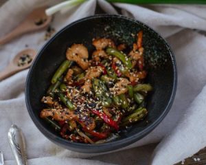 Теплый салат с индейкой