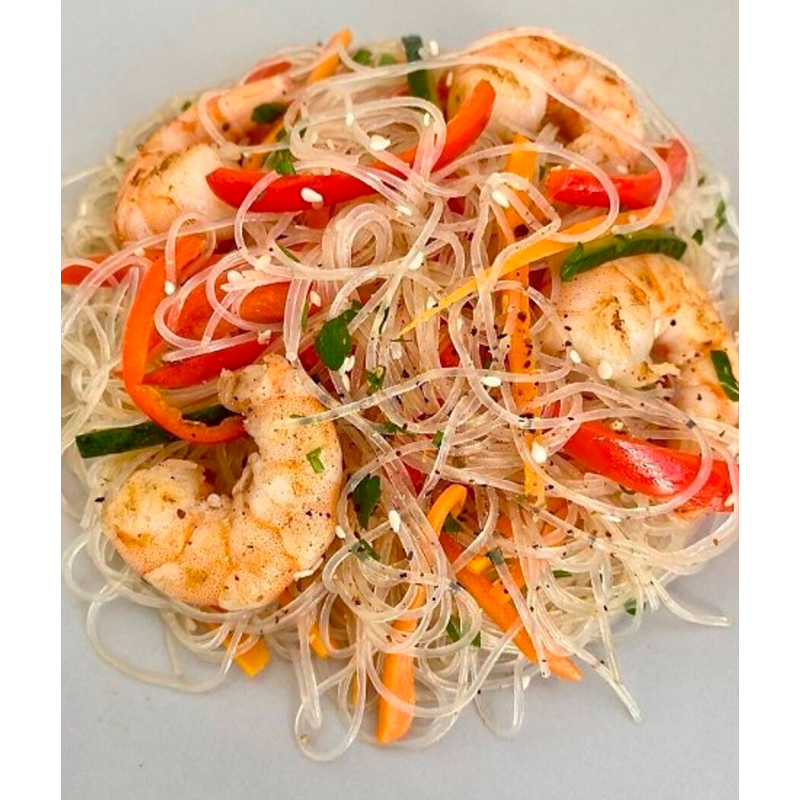 Салат Фунчоза с кревоткой терияки