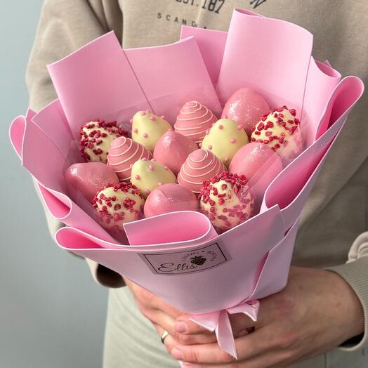 Букет из клубники "Розовое суфле"