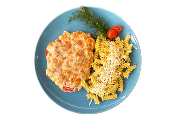 Свинина по-французски с макаронами
