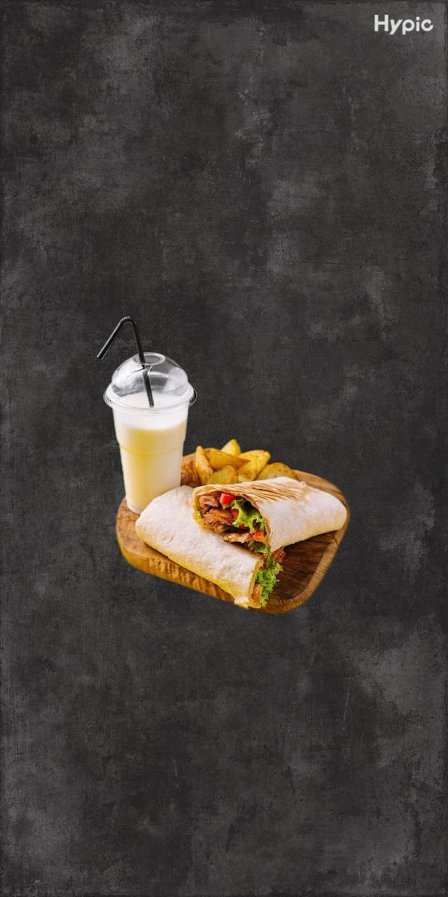 Шаурма, картофель по-деревенски, морс