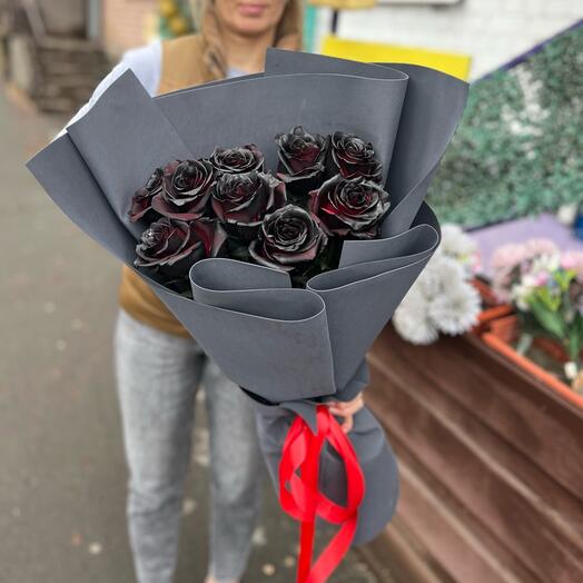 Чёрные розы букет