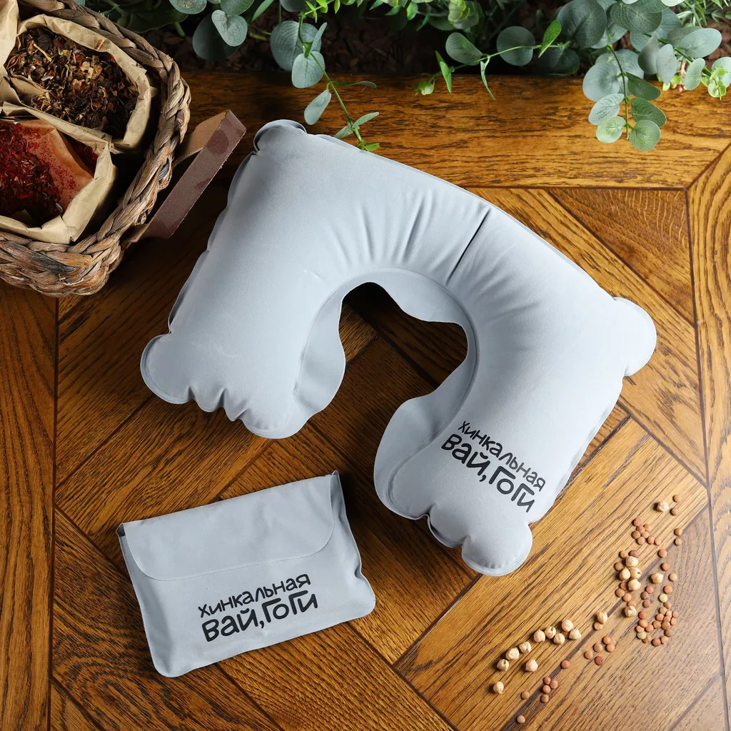 Подушка под шею серая