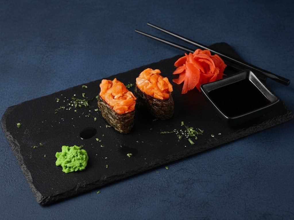 Гункан с лососем