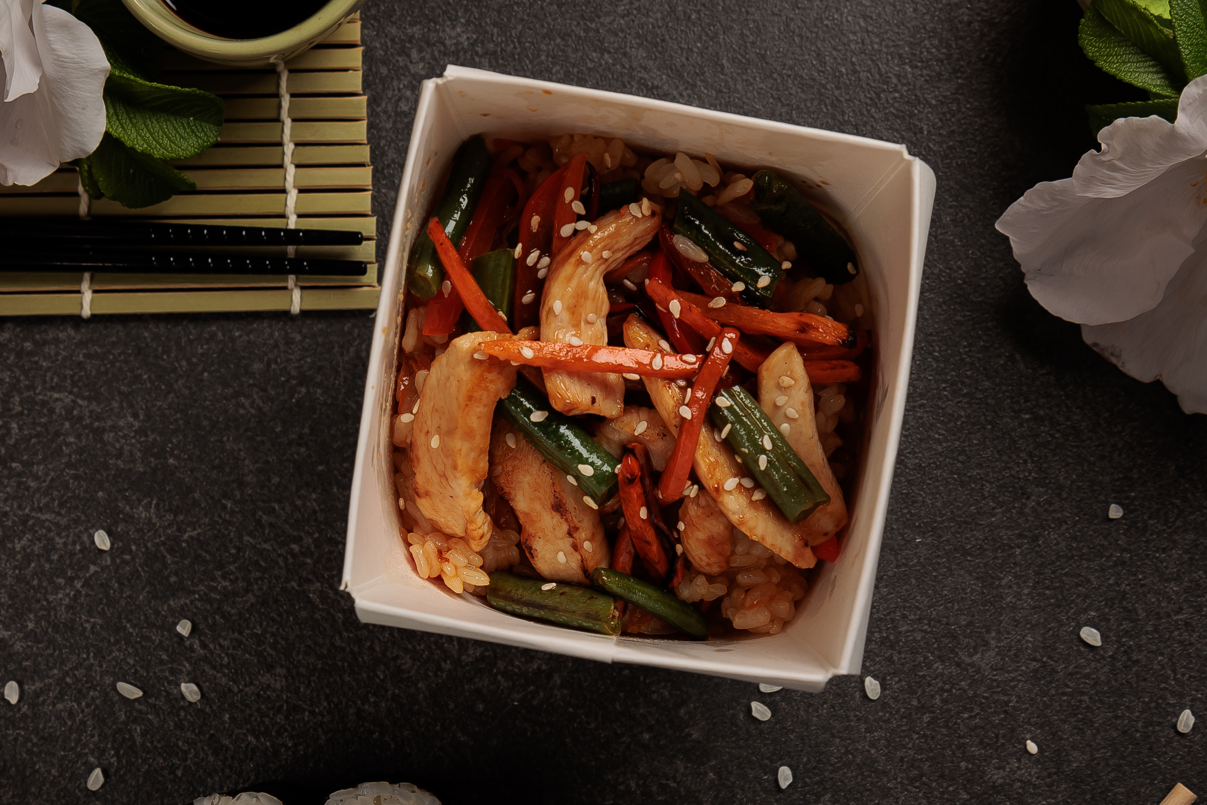 Лапша Вок с курой яичная
