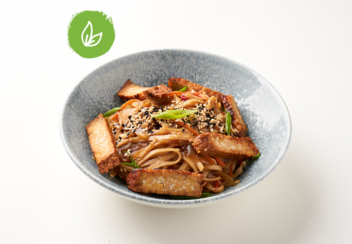 Удон с тофу и соусом терияки