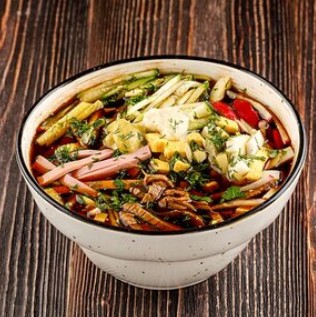 Окрошка мясная на квасе