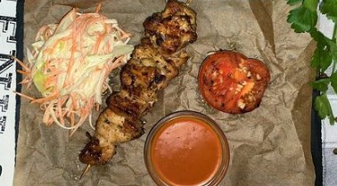 Шашлык из свинины с овощами
