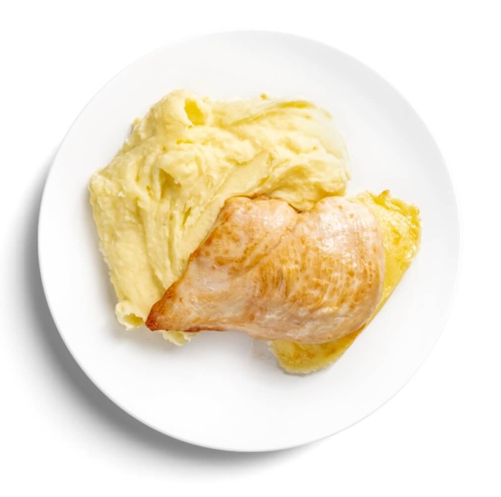 Куриная грудка с сыром и пюре