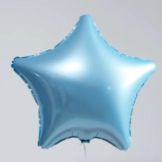 Шар фольгированный звезда нежно голубая