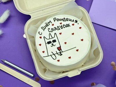 Бенто-торт с котом и вином