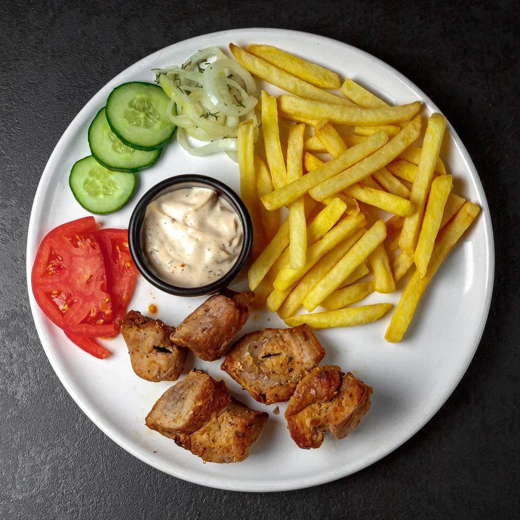 Комплексный обед со свиным шашлыком