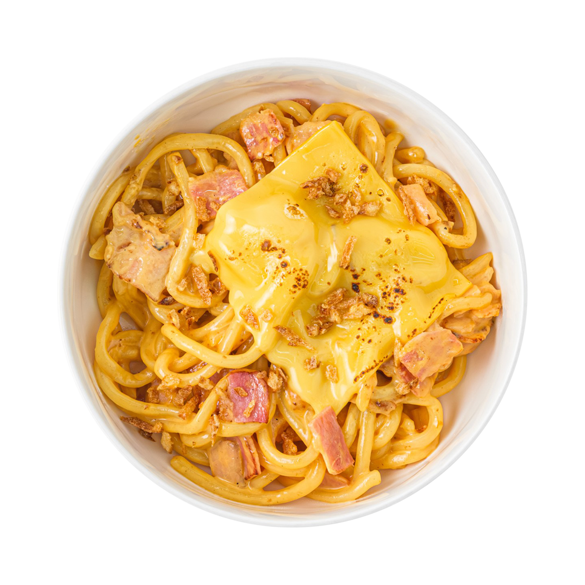 Сырный удон с беконом