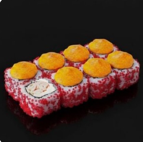 Запеченный ролл Массаго-сыр-омлет-краб