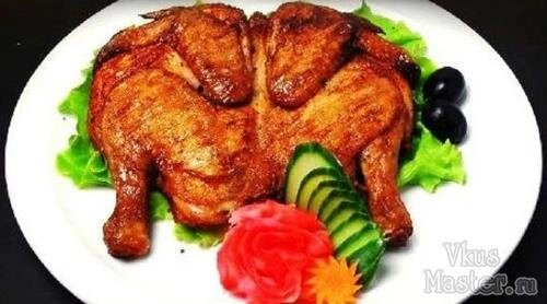 Цыпленок табака под ежевичным соусом
