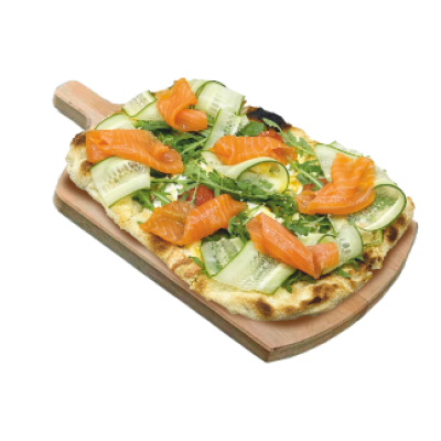 Пицца с лососсем и огурцом