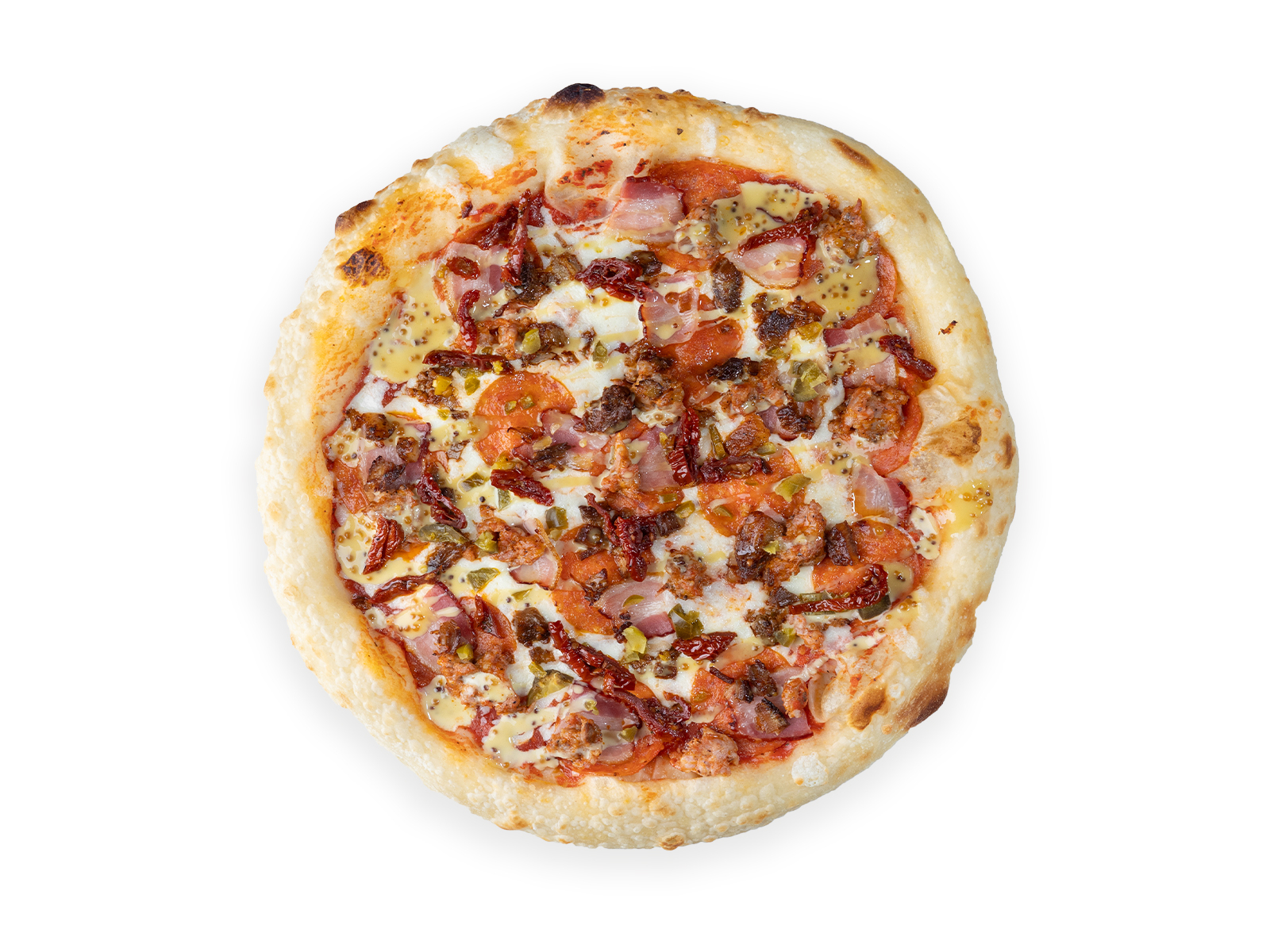 Пицца мясная с халапеньо