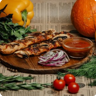 Люля-кебаб куриный с сыром моцарелла и шампиньонами